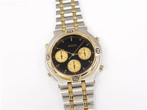 gucci 9400 chronograph|Gucci 9400 Black Dial Chronograph with 18k Gold.